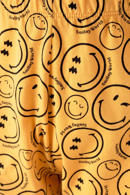 Card slide image -  PIJAMA DE SMILEY AMARILLA Y BLANCA DE PANTALÓN CORTO PARA MUJER