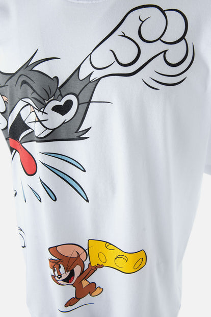  PIJAMA DE TOM Y JERRY BLANCA Y AZUL DE PANTALÓN CORTO PARA HOMBRE