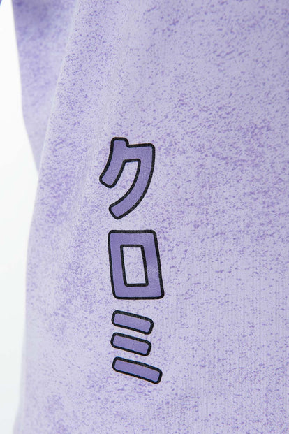  CAMISETA DE KUROMI LILA JASPEADO MANGA CORTA PARA MUJER