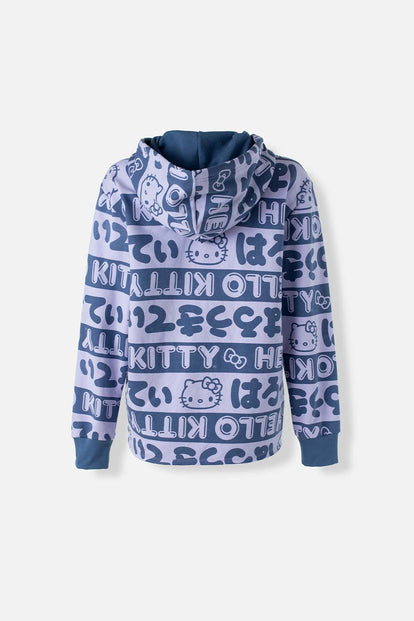  BUZO DE HELLO KITTY LAVANDA Y AZUL CON CAPUCHA PARA MUJER