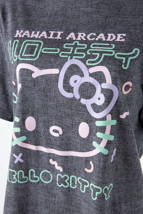Card slide image -  CAMISETA DE HELLO KITTY GRIS CUELLO REDONDO PARA MUJER
