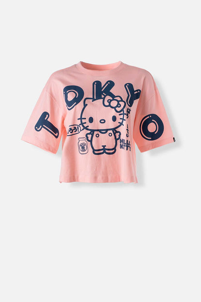  CAMISETA DE HELLO KITTY MANDARINA MANGA CORTA PARA MUJER