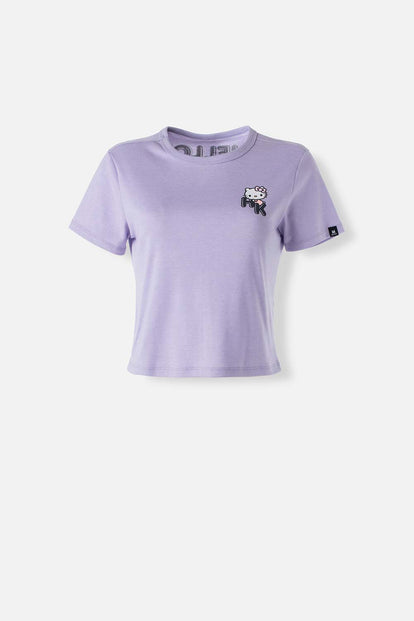  CAMISETA DE KUROMI TIPO CROP MANGA CORTA PARA MUJER
