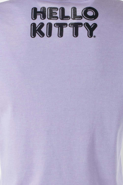  CAMISETA DE HELLO KITTY LILA CROP TOP PARA MUJER