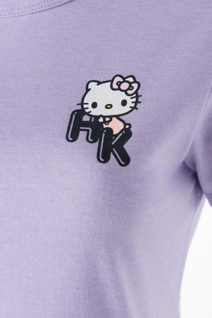 CAMISETA DE HELLO KITTY LILA CROP TOP PARA MUJER