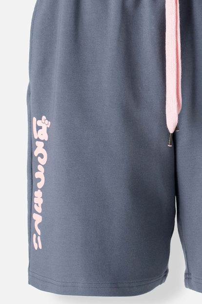  SHORT DE HELLO KITTY GRIS CON PRETINA ELÁSTICA PARA MUJER