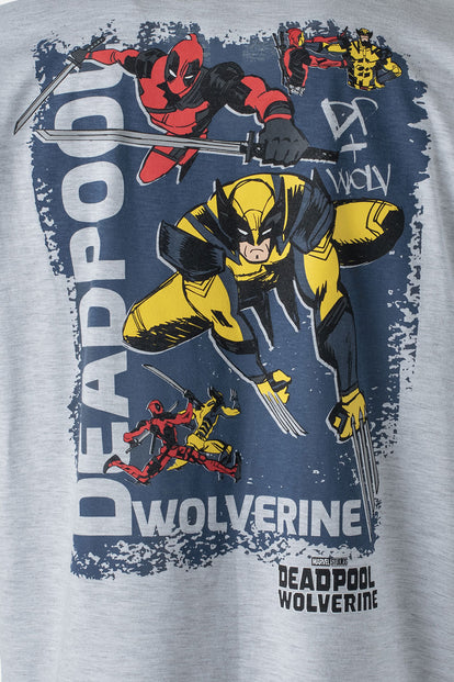  CAMISETA DE DEADPOOL GRIS JASPE CUELLO REDONDO GÉNERO NEUTRO