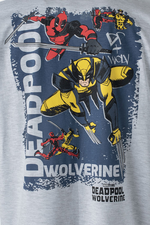 Card slide image -  CAMISETA DE DEADPOOL GRIS JASPE CUELLO REDONDO GÉNERO NEUTRO