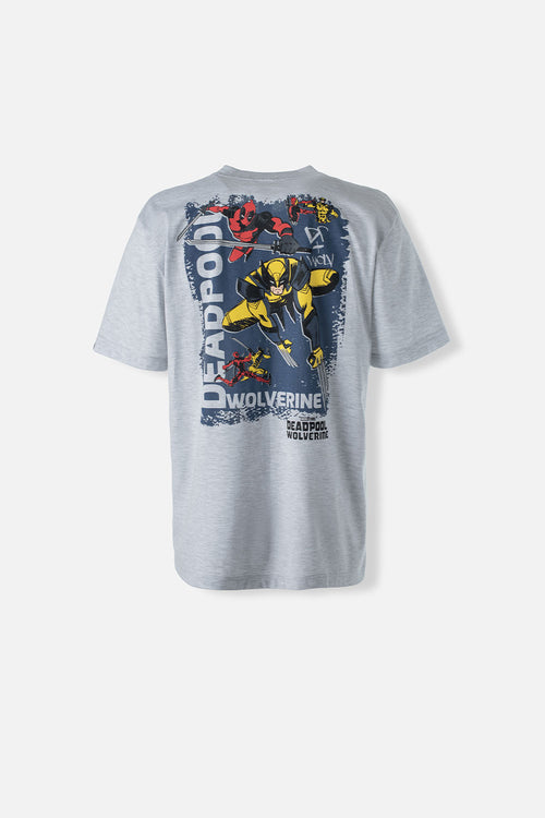 Card slide image -  CAMISETA DE DEADPOOL GRIS JASPE CUELLO REDONDO GÉNERO NEUTRO