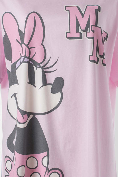  PIJAMA DE MINNIE MOUSE TIPO BATOLA MANGA CORTA ROSADA PARA MUJER
