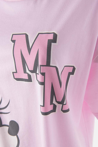  PIJAMA DE MINNIE MOUSE TIPO BATOLA MANGA CORTA ROSADA PARA MUJER