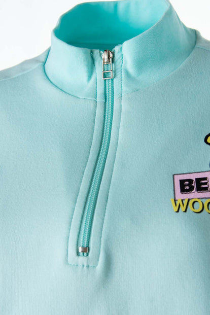  BUZO DE SNOOPY CERRADO  VERDE AZUL PARA MUJER