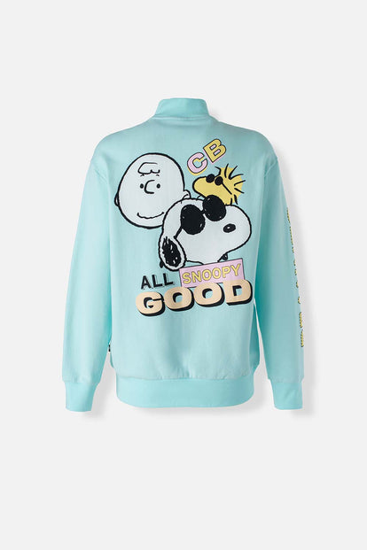  BUZO DE SNOOPY CERRADO  VERDE AZUL PARA MUJER