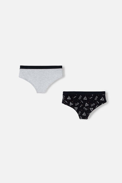  PACK X2 PANTIES DE HARRY POTTER GRIS Y NEGRO PARA MUJER