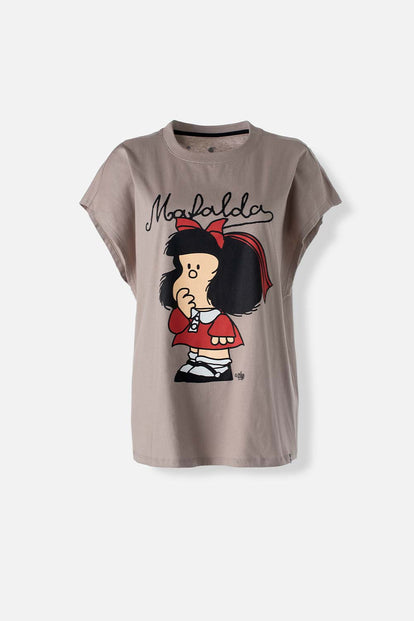  CAMISETA DE MAFALDA MANGA SISA TAUPE PARA MUJER