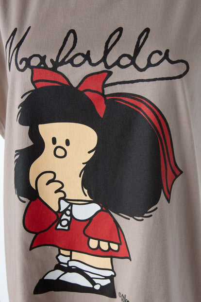  CAMISETA DE MAFALDA MANGA SISA TAUPE PARA MUJER