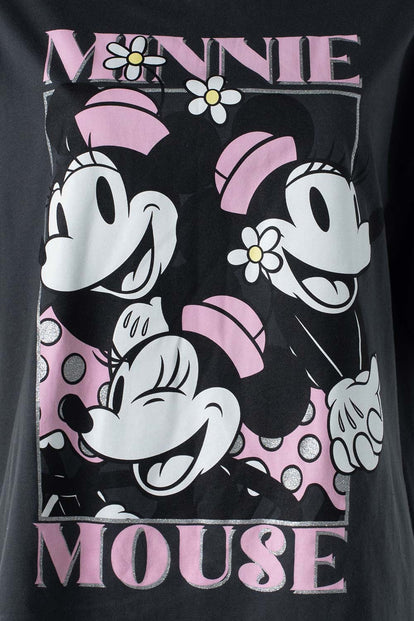  CAMISETA DE MINNIE MOUSE GRIS MANGA CORTA PARA MUJER