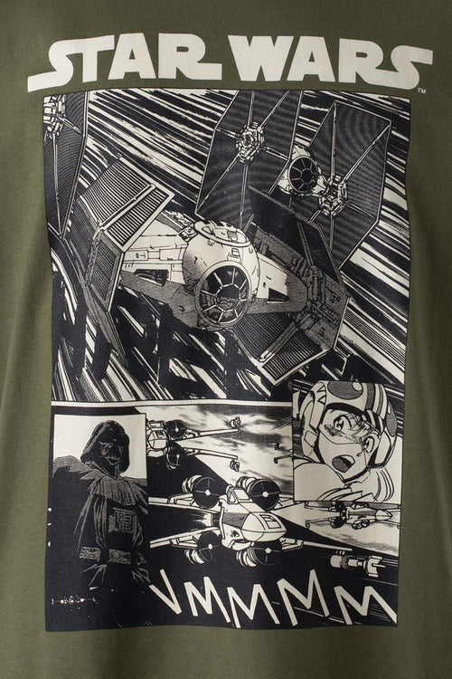Card slide image -  CAMISETA DE STAR WARS MANGA CORTA VERDE MILITAR PARA HOMBRE