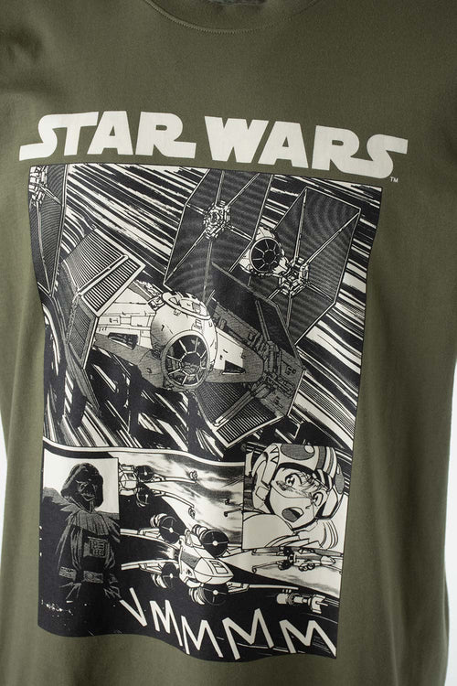 Card slide image -  CAMISETA DE STAR WARS MANGA CORTA VERDE MILITAR PARA HOMBRE