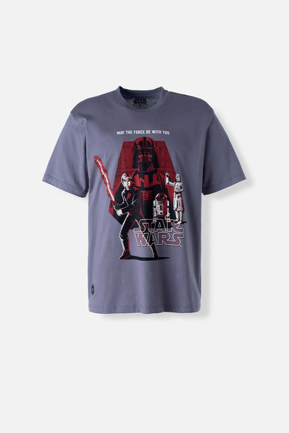  CAMISETA DE STAR WARS MANGA CORTA GRIS PARA HOMBRE