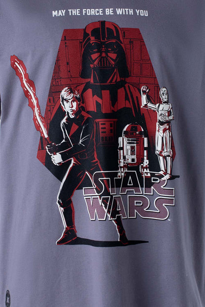  CAMISETA DE STAR WARS MANGA CORTA GRIS PARA HOMBRE