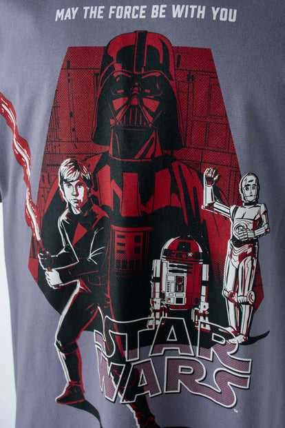  CAMISETA DE STAR WARS MANGA CORTA GRIS PARA HOMBRE