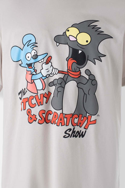  CAMISETA DE LOS SIMPSON MANGA CORTA GRIS CLARO PARA HOMBRE