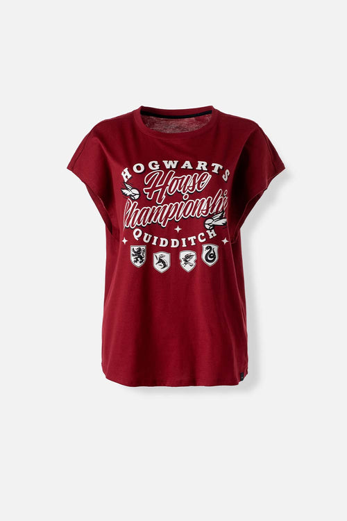 Card slide image -  CAMISETA DE HARRY POTTER ROJA MANGA CORTA PARA MUJER