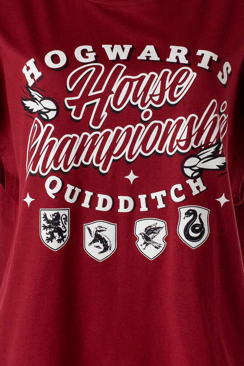 Card slide image -  CAMISETA DE HARRY POTTER ROJA MANGA CORTA PARA MUJER