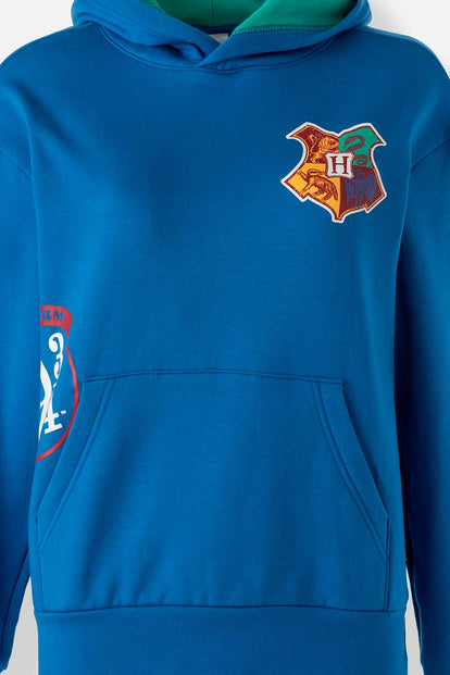  BUZO DE HARRY POTTER AZUL Y VERDE CON CAPUCHA PARA MUJER