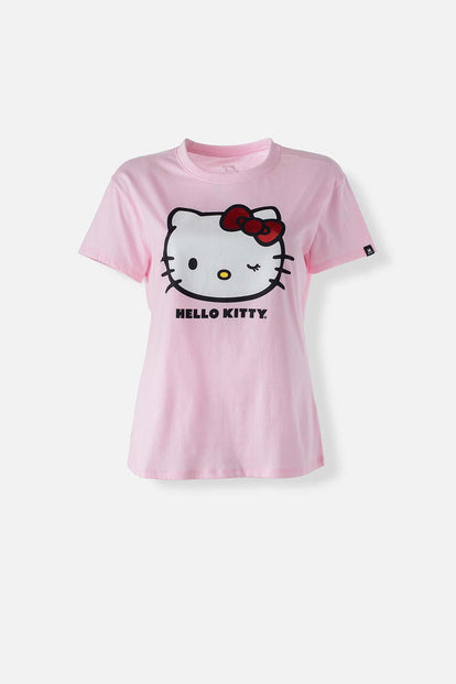 CAMISETA DE HELLO KITTY ROSADA MANGA CORTA PARA MUJER