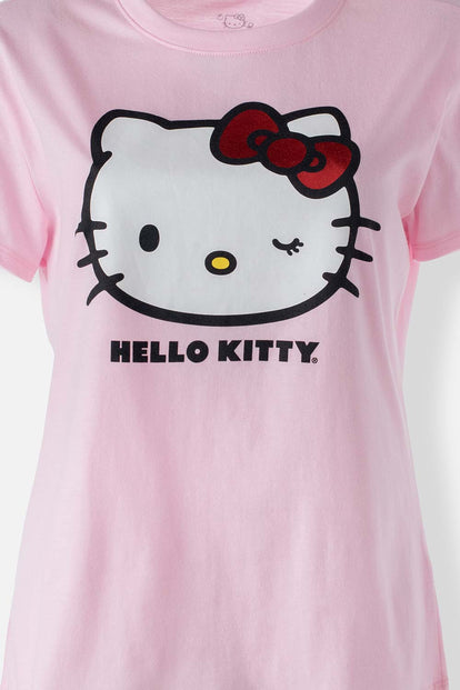  CAMISETA DE HELLO KITTY ROSADA MANGA CORTA PARA MUJER