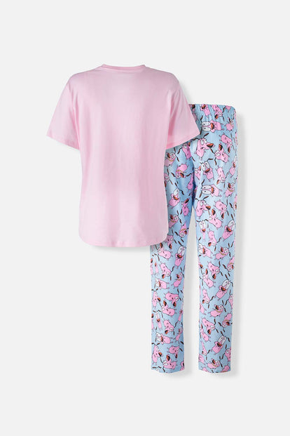  PIJAMA DE CORAJE DE PANTALÓN LARGO MULTICOLOR PARA MUJER