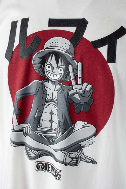  CAMISETA DE ONE PIECE MANGA CORTA MARFIL PARA HOMBRE