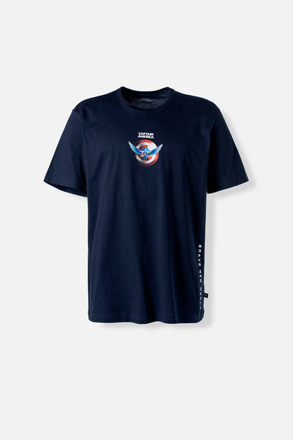  CAMISETA DEL CAPITÁN AMÉRICA AZUL OSCURA MANGA CORTA PARA HOMBRE