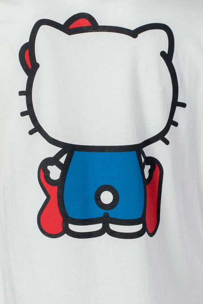  CAMISETA DE HELLO KITTY MANGA CORTA MARFIL PARA MUJER