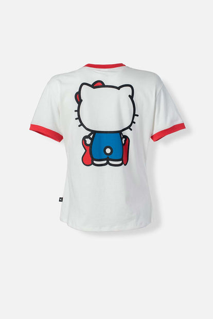  CAMISETA DE HELLO KITTY MANGA CORTA MARFIL PARA MUJER