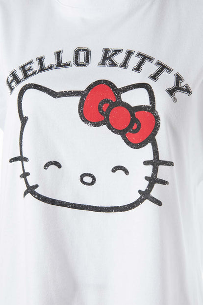 CAMISETA DE HELLO KITTY MANGA CORTA BLANCA PARA MUJER