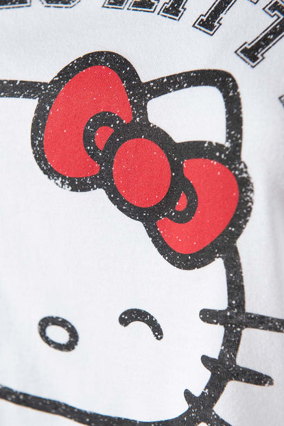  CAMISETA DE HELLO KITTY MANGA CORTA BLANCA PARA MUJER