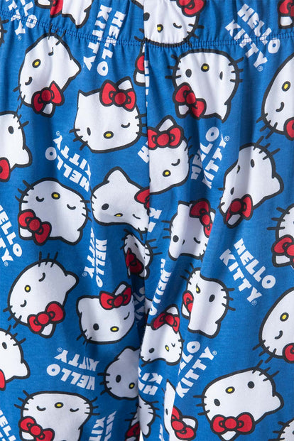  PIJAMA DE HELLO KITTY DE PANTALÓN LARGO BLANCO Y AZUL PARA MUJER