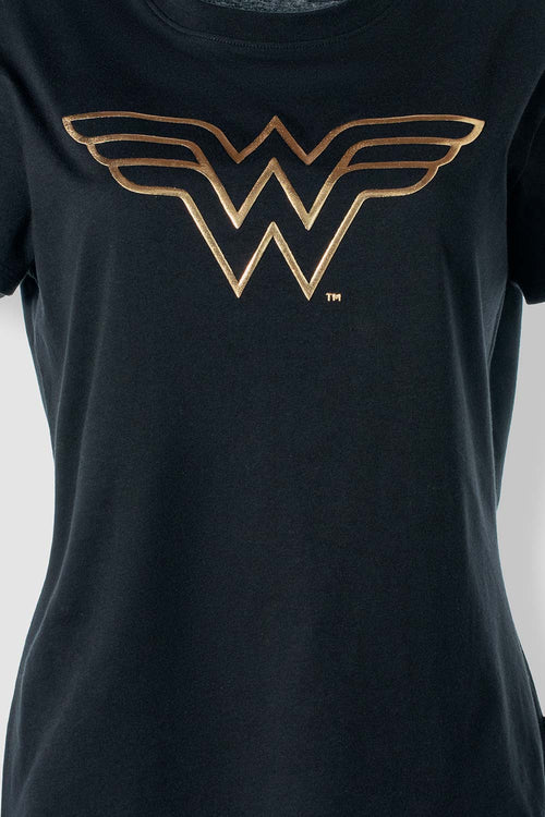 Card slide image -  CAMISETA DE WONDER WOMAN MANGA CORTA NEGRA PARA MUJER