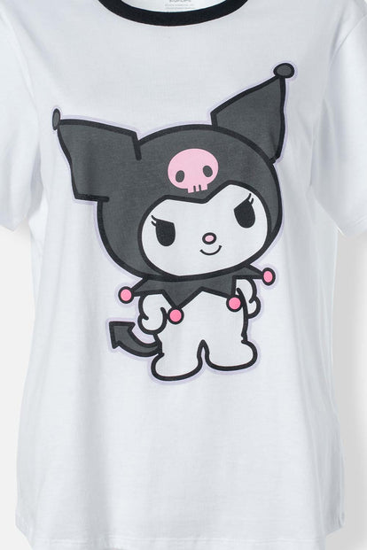  PIJAMA DE MY MELODY & KUROMI BLANCA Y MULTICOLOR DE PANTALÓN LARGO PARA MUJER