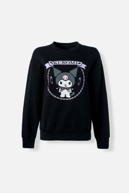  BUZO DE KUROMI MANGA CORTA NEGRO PARA MUJER