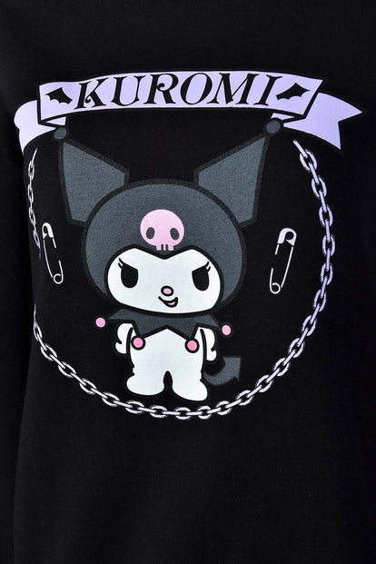  BUZO DE KUROMI MANGA CORTA NEGRO PARA MUJER