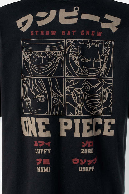 CAMISETA DE ONE PIECE OVERSIZE MANGA CORTA NEGRA PARA HOMBRE