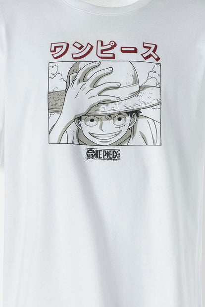  CAMISETA DE ONE PIECE MAGA CORTA BLANCA PARA HOMBRE