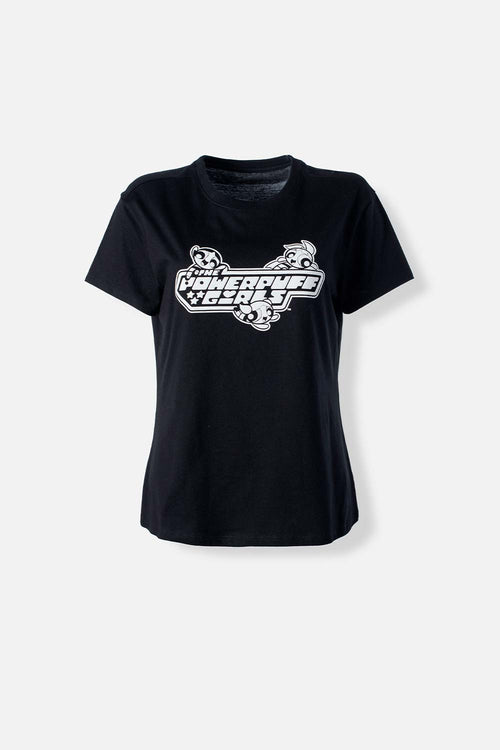 Card slide image -  CAMISETA DE LAS CHICAS SUPERPODEROSAS NEGRA MANGA CORTA PARA MUJER