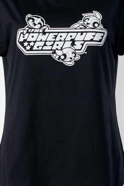  CAMISETA DE LAS CHICAS SUPERPODEROSAS NEGRA MANGA CORTA PARA MUJER