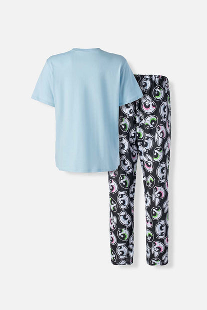  PIJAMA DE LAS CHICAS SUPERPODEROSAS AZUL Y NEGRA DE PANTALÓN LARGO PARA MUJER
