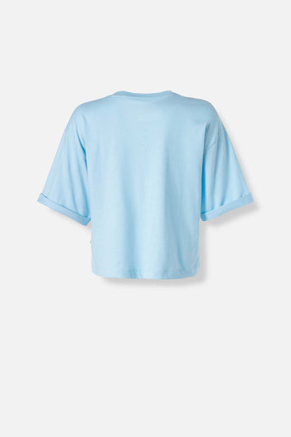 CAMISETA DE STITCH AZUL CLARA MANGA CORTA PARA MUJER